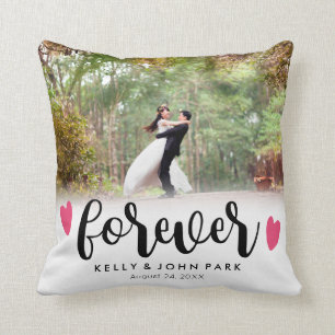 写真を結婚する永久に上敷の原稿の名前をカスタムする クッション