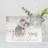 写真を結婚する素朴な感謝|ののどのばら色の金ゴールド サンキューカード (スタンド正面)