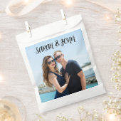 写真を追加して結婚式のお礼バッグ フェイバーバッグ (クリップ留めされた状態)