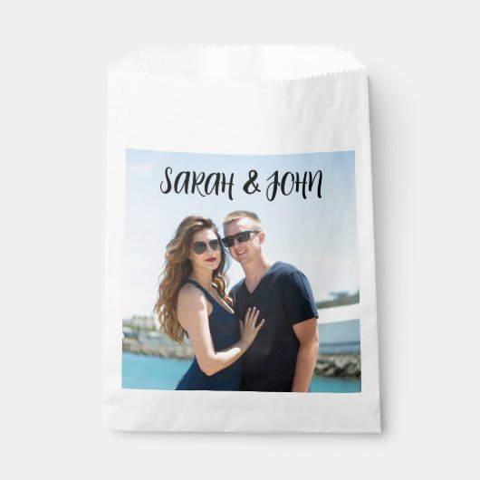 写真を追加して結婚式のお礼バッグ フェイバーバッグ (正面)