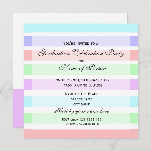 写真を追加しエレガントてグラデーション 招待状 (正面/裏面)