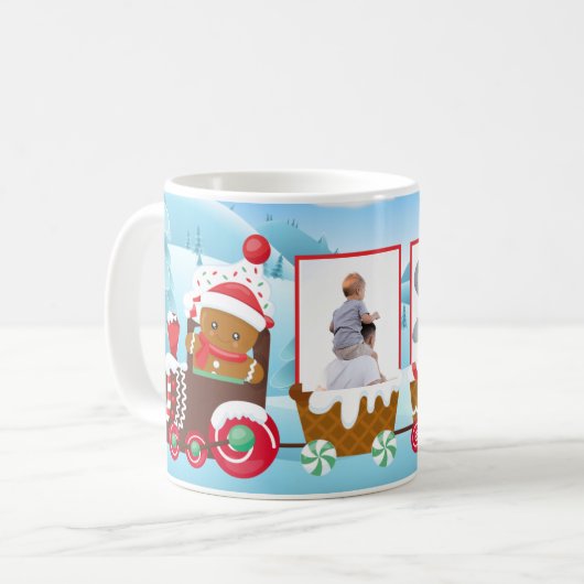 写真を追加するクリスマストレインギフトホリデー コーヒーマグカップ (正面左)