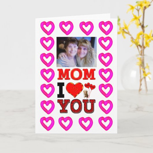 写真を追加するママ愛するママ カード (黄色い花)