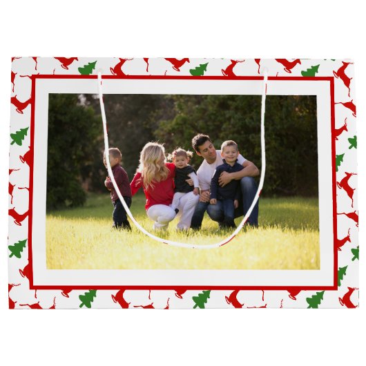 写真を追加するメリークリスマスの鹿と木 ラージペーパーバッグ (裏面)