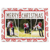 写真を追加するメリークリスマスレッドスノーフレーク ラージペーパーバッグ (正面)