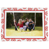 写真を追加するメリークリスマスレッドスノーフレーク ラージペーパーバッグ (裏面)