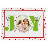 写真を追加するライムグリーンJOYと赤い水玉模様 ラージペーパーバッグ (正面)