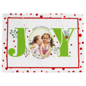 写真を追加するライムグリーンJOYと赤い水玉模様 ラージペーパーバッグ (裏面)