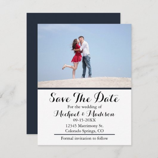 写真を追加する日付のカードを結婚保存する セーブザデート (正面/裏面)