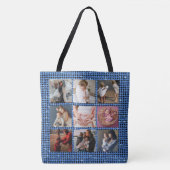 写真を追加する母の日の青いグリッター トートバッグ (正面)