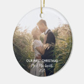 写真を追加する私たちの初めてのクリスマスMr & Mrs. セラミックオーナメント (左)