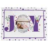 写真を追加する紫のJOYと水玉模様 ラージペーパーバッグ (裏面)