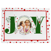 写真を追加する緑のJOYと赤い水玉模様 ラージペーパーバッグ (裏面)