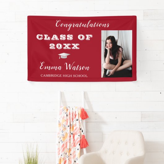 写真を追加する赤おめでとうございます卒業生 横断幕 (インサイチュ)