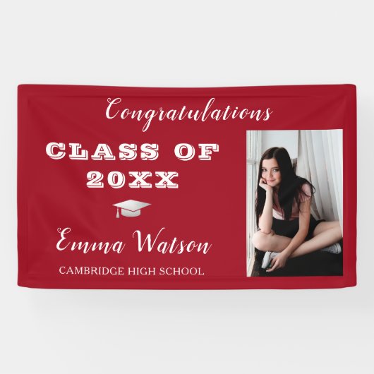 写真を追加する赤おめでとうございます卒業生 横断幕 (横)