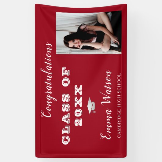 写真を追加する赤おめでとうございます卒業生 横断幕 (縦)