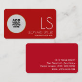 写真を追加する、モダンプロフェッショナル赤 名刺 (正面/裏面)