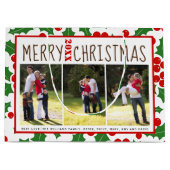 写真を追加するMerry Christmas holly berry ラージペーパーバッグ (正面)