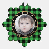 写真を追加 バッファロープリント 星 メリークリスマス オーナメントカード (正面)