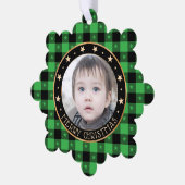 写真を追加 バッファロープリント 星 メリークリスマス オーナメントカード (左)