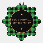 写真を追加 バッファロープリント 星 メリークリスマス オーナメントカード (裏面)