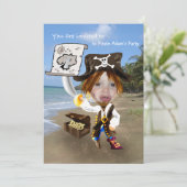 写真を追加 - パーソナライズされた海賊の似顔絵 招待状 (スタンド正面)