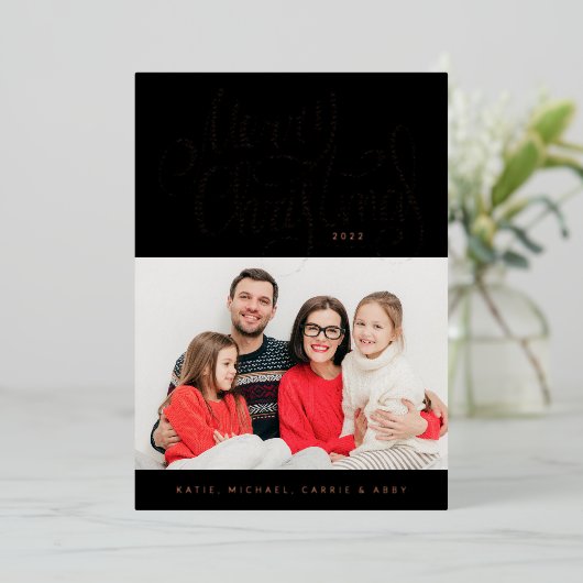 写真を追加 | ホリデーシーズンに最適なクリスマス カー 箔シーズンカード (立ち正面)