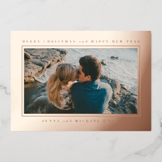 写真を追加 | メリークリスマス＆ハッピーニューイヤー 箔シーズンカード (正面)