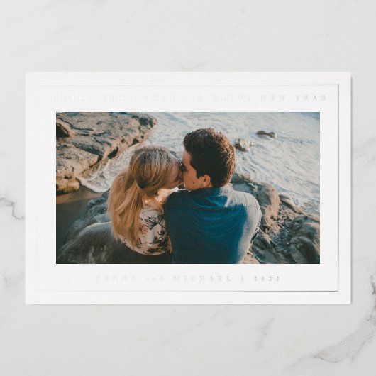 写真を追加 | メリークリスマス＆ハッピーニューイヤー 箔シーズンカード (正面)