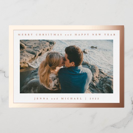 写真を追加 | メリークリスマス＆ハッピーニューイヤー 箔シーズンカード (正面)