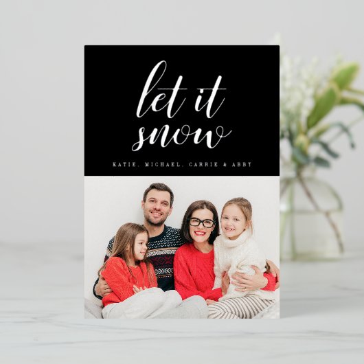写真を追加 | メリークリスマス レット・イット・スノー ホイル 箔シーズンカード (立ち正面)