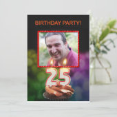 写真を追加 - 25歳の誕生日パーティー招待状 招待状 (スタンド正面)