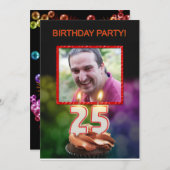 写真を追加 - 25歳の誕生日パーティー招待状 招待状 (正面/裏面)