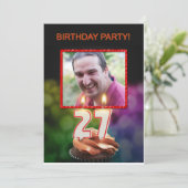 写真を追加 - 27歳の誕生日パーティー招待状 招待状 (スタンド正面)