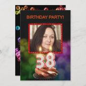 写真を追加 - 38歳の誕生日パーティー招待状 招待状 (正面/裏面)