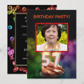 写真を追加 - 57歳の誕生日パーティー招待状 招待状 (正面/裏面)