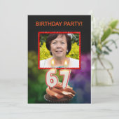 写真を追加 - 67歳の誕生日パーティー招待状 招待状 (スタンド正面)