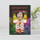 写真を追加 - 68歳の誕生日パーティー招待状 招待状 (スタンド正面)