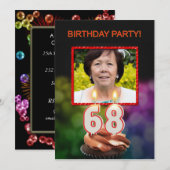 写真を追加 - 68歳の誕生日パーティー招待状 招待状 (正面/裏面)