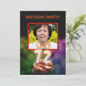 写真を追加 - 72歳の誕生日パーティー招待状 招待状 (スタンド正面)