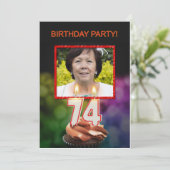 写真を追加 - 74歳の誕生日パーティー招待状 招待状 (スタンド正面)