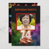 写真を追加 - 74歳の誕生日パーティー招待状 招待状 (正面/裏面)