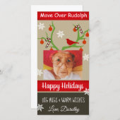 写真を追加"Move Over Rudolph"クリスマスおもしろい シーズンカード (正面/裏面)