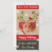 写真を追加"Move Over Rudolph"クリスマスおもしろい シーズンカード (正面)
