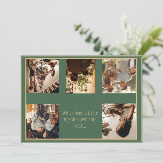 写真アップサイドダウンクリスマスクリスマスホリデーカード シーズンカード (スタンド正面)