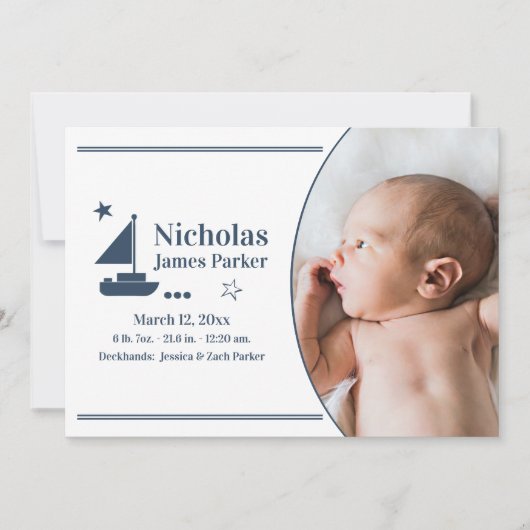 写真アナウンスメン航海のト付き帆船誕生 招待状 (正面)