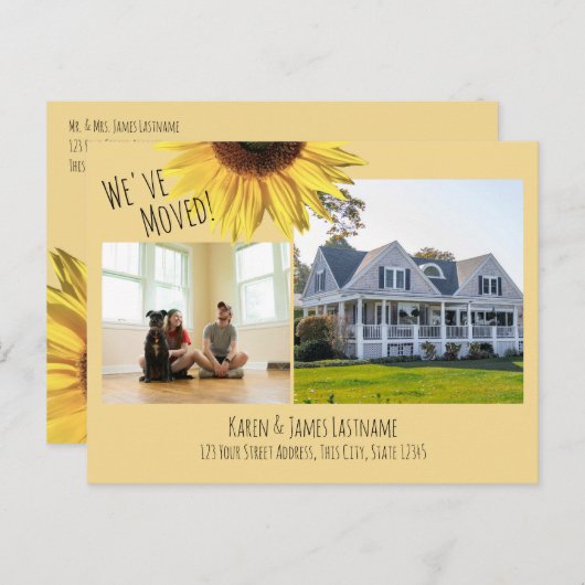 写真アナウンス付きヒマワリの住所の変更 案内ポストカード (正面/裏面)