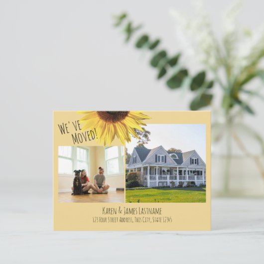 写真アナウンス付きヒマワリの住所の変更 案内ポストカード (スタンド正面)