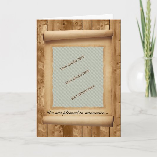 写真アナウンス用の羊皮紙のスクロールフレーム 案内状 (正面)
