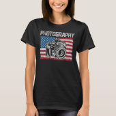 写真アメリカ国旗の写真カメラ写真 Tシャツ (正面)